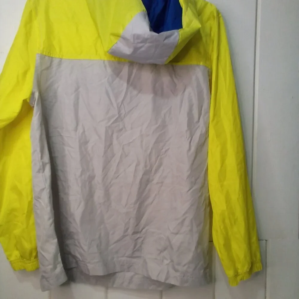 Old Navy Windbreaker Kids L Jacket In A Pocket Lightweight Yellow Gray